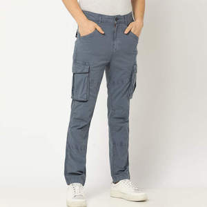 Pantalon cargo gris léger pour homme en Spandex/Coton, imperméable, toile, multi-poches, utilitaire, décontracté, coupe droite, vêtement de travail, streetwear - Product Image 3
