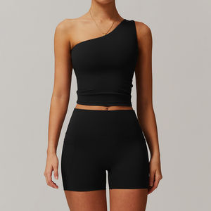 Conjunto Deportivo de Yoga de Color Sólido, Sujetador Deportivo Halter, Leggings Suaves Sin Costuras, Conjuntos de Entrenamiento para Mujer, Conjuntos de Gimnasio y Fitness - Product Image 4