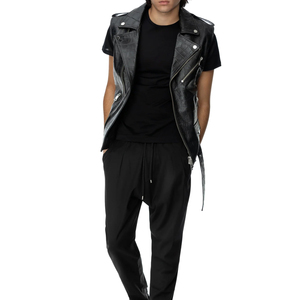Gilet en cuir respirant personnalisé de haute qualité pour hommes, style hip-hop, vêtement d'extérieur pour l'hiver, service OEM - Product Image 4