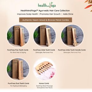 HealthAndYoga Kansa Metal Comb Ayurvedic Bronze Hair Care Accessory for Head Massage <b>Smooth</b> Hair Dandruff Control - Product Image 4