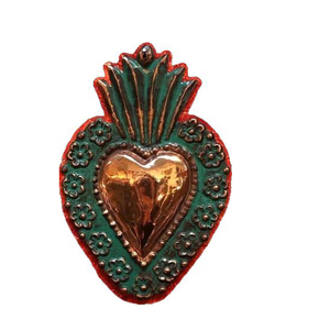Religious Milagro Heart Ex-Voto Mirror Handcrafted Devotional Sacred Heart <b>Wall</b> <b>Hanging</b> Unique Spiritual Gift & Church <b>Decor</b> - Product Image 3