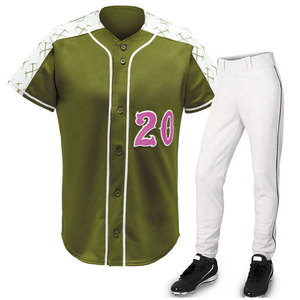 Men's Baseball Uniform Set Green White Number 20 Heat-Transfer Printed Polyester/Cotton V-neck Jersey Pants Regular Fit Short - Product Image 4