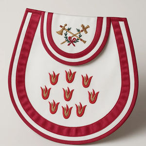 Delantal de Gran Logia con Trenza Dorada, Delantal de Alto Sacerdote, Delantal de Maestro Masón con Diseño de Keystone - Product Image 1