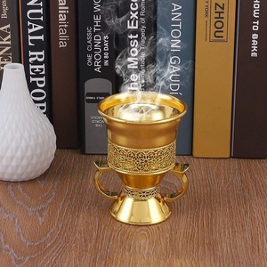 Brûleur à Bakhoor en métal Madkhan avec poignée et couvercle en bois, brûleur à encens noir pour Oud Loban et parfums - Product Image 6