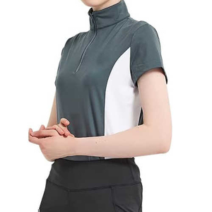 เสื้อขี่ม้าตาข่ายแบบเต็มตัวสำหรับฤดูร้อน แขนสั้น ซิปหน้า เหมาะสำหรับผู้หญิง ใช้เป็นเสื้อชั้นในหรือเสื้อแข่งขี่ม้า - Product Image 3