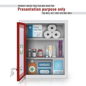 OTICA MT07 Wall Mounted First Aid Box <b>Lockable</b> Emergency Medical <b>Cabinet</b> Red Door Storage Case for Home School Office - Product Image 4