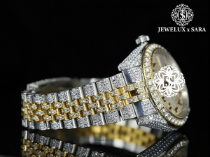 Montre de luxe de qualité supérieure en or sertie de diamants pour hommes, décontractée, pour les soirées et les sorties nocturnes, disponible au prix d'usine - Product Image 3