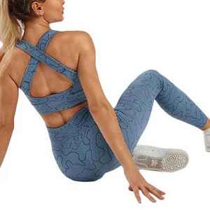 Gym Clothing Suit Workout Wear Fitness Bra And Leggings 2 pcs Women Yoga Set Custom Sublimation Print Unique Design - Product Image 3