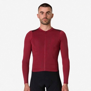 Maillot de cyclisme unisexe à manches courtes rouge, fermeture éclair intégrale, respirant, haute performance, avec logo avant, 100 % polyester, imprimé par sublimation - Product Image 4