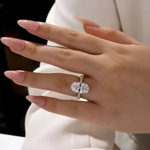 Bague de fiançailles classique en moissanite ovale 925, bague de voyage en argent sterling plaqué or blanc, bague en moissanite à vendre pour l'exportation - Product Image 4