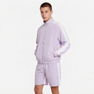 Fashionable Custom Logo Solid Men Casual Breathable Lightweight Windbreaker Shorts Set Two Piece <b>Polyester</b> <b>Tracksuit</b> Autumn High - Product Image 3