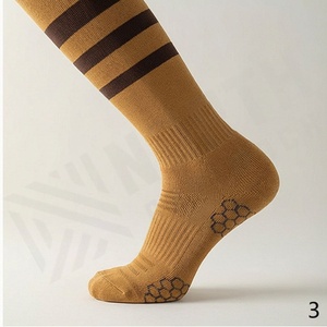 <b>Knee</b> <b>High</b> <b>Socks</b> Striped Brown Cotton Breathable Casual Autumn Adult Regular Knitted <b>Socks</b> - Product Image 3
