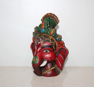 Estatua de Cabeza de Ganesha de Resina al por Mayor |   Ídolo del Dios Elefante Indio Ganpati para el Templo del Hogar y Decoración de Paredes |   Mano Religiosa Tradicional - Product Image 5