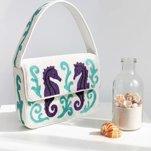 กระเป๋าถือแฮนด์เมดจากอินเดีย ประดับลูกปัดแก้วหลากสี รับรองโดย MS Handicraft รูปทรงสั่งทำได้ - Product Image 1