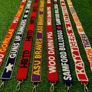 Correa de repuesto para bolso cruzado, asa bordada con cuentas para bolso, cinturón de hombro para el día del partido, faja deportiva de equipo, conjunto de bolso de mano ancho con cuentas de semillas - Product Image 1