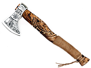 Hache de Viking en acier à haute teneur en carbone, forgée à la main, manche en bois de frêne, cadeau de luxe pour les amateurs de Vikings, design médiéval - Product Image 1