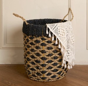 High Quality Bestselling Eco-Friendly Seagrass Handwoven <b>Basket</b> <b>Storage</b> Home Decoration Laundry <b>Basket</b> Hamper Multifunction Made - Product Image 3