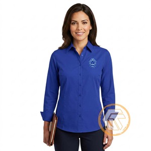 เสื้อเชิ้ตผู้หญิงแบบลำลองสั่งทำพิเศษ ODM สำหรับชมรม Zeta Phi Beta ผลิตจากผ้าฝ้าย 100% เหมาะสำหรับใส่ทำงาน ทรงปกติ - Product Image 4
