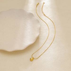 สร้อยคอจี้หยดน้ำสำหรับผู้หญิง ชุบทอง 18K สแตนเลส 304 พร้อมสายโซ่แบบงู กันน้ำ ไม่หมอง - Product Image 1