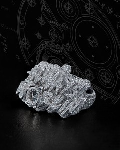 Luxury <b>Crown</b> Cocktail Ring Women's 925 <b>Silver</b> Moissanite Pave Setting Round Brilliant Cut Party Jewelry - Product Image 4