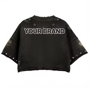 Conjunto de Camiseta y Pantalones Cortos con Estampado Personalizado, Estilo Oversize, Calidad Premium, Hombros Caídos, Manga Corta, Estilo Desgastado, Unisex, Ropa Urbana, OEM - Product Image 6