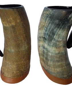 Horn Beer <b>Mugs</b> Set of 3 Vintage Handcrafted Natural Horn Drinking Glasses for Beer Bachelor Party Durable - Product Image 6