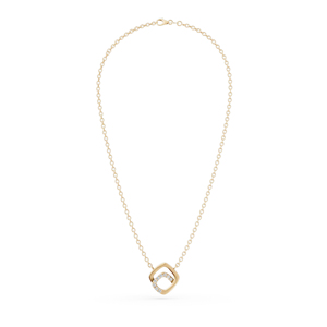 Geometric Diamond <b>Pendant</b> Necklace In 18K <b>Solid</b> <b>Gold</b> Minimalist Link Chain Unisex Everyday Wear - Product Image 3