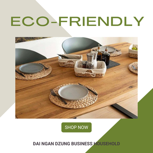 Set de table rond artisanal en jacinthe d'eau avec motif floral, décoration de cuisine écologique - Product Image 3