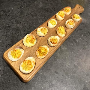 Plateau de service en bois pour œufs farcis, avec 12 trous, support rond pour apéritifs, à bon prix - Product Image 3