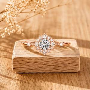 Vintage Art Deco Round Cut Lab Created Diamond Ring for Women 10k 14k 18k Solid Gold Plated Brilliant Cut Trendy Engagement Gift - Product Image 2