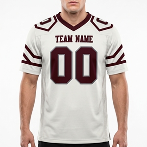 Maillot de football américain à manches courtes en polyester, uniforme personnalisé avec impression par sublimation, usine OEM - Product Image 4