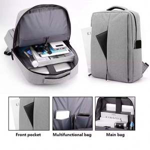 Mochila Oxford Gris Minimalista de 15 Pulgadas, con Puerto USB, Unisex, para Portátil, Cierre de Cremallera, Correa Desmontable - Product Image 4