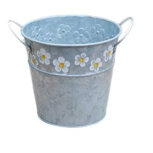 Ensemble de 3 jardinières en métal galvanisé faites à la main, décoratives, rondes, avec poignée, pour l'intérieur et l'extérieur, pour une utilisation en jardin - Product Image 2