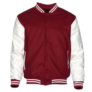High Quality Canvas Turn-down Collar Varsity <b>Jacket</b> Premium Wool Winter Bomber Coat Casual <b>Baseball</b> Uniform Front Premium - Product Image 3