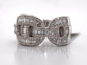 Anillo de cadena cubana Miami Cuban Link con moissanita baguette, estilo hip hop, regalo de boda, plata de ley chapada en rodio, diseño de eternidad - Product Image 2