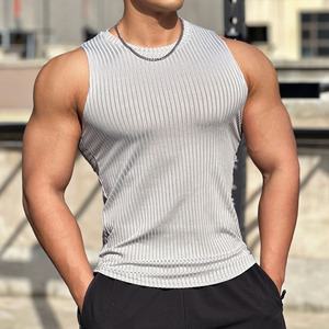 Men's <b>Black</b> Ribbed Tank Top O-Neck Solid Color Breathable <b>Knitted</b> Casual <b>Vest</b> 100% Polyester Eco-Friendly Quick - Product Image 4