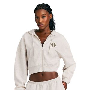 Sweat-shirt à capuche zippé personnalisé pour femme, veste à manches longues décontractée, vêtement de sport en polaire, marque privée - Product Image 1