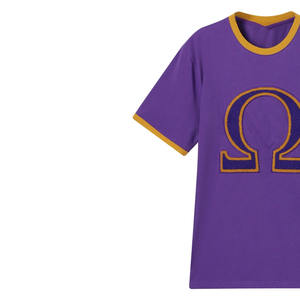 T-shirt Ringer en Chenille pour Homme Omega Psi Phi, Vêtements de Fraternité Greek Life, Logo Personnalisé, Écologique, 100% Coton Respirant, Coupe Classique - Product Image 2