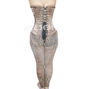 Corsé con estampado de piel de cocodrilo personalizado, con varillas de acero y leggings a juego de cintura alta |   Conjunto de Corsé de Moda para Mujer OEM - Product Image 6