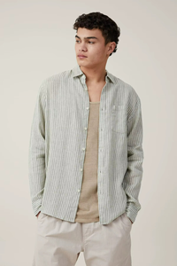 Wholesale Custom Logo High Quality Breathable White 100% Linen Shirt <b>Men</b> Long Sleeve Shirts for <b>Men</b> Casual Linen <b>Dress</b> Shirt - Product Image 2