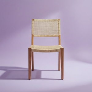 Modern Scandinavian Teak Wood <b>Dining</b> Chair With Natural Rattan Cane Weave Handmade Premium Quality Sustainable Furniture Indoor - Product Image 4