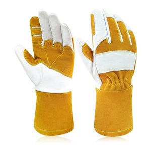 Gants de soudage TIG en cuir de chèvre renforcé et croûte de cuir de vache, résistants à l'abrasion et à la chaleur, pour la lutte contre les incendies - Vente en gros - Product Image 1