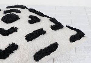 Hand Tufted Texture Boho <b>Black</b> and Ivory <b>Cushion</b> Throw Pillow <b>Cover</b> Decorative Sofa <b>Cushion</b> <b>Cover</b> - Product Image 6