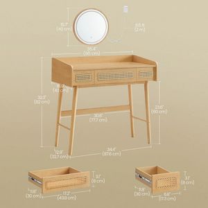 Table de toilette en rotin et bois massif avec miroir – Vente en gros, prix compétitifs directement de l'usine du Vietnam - Product Image 2
