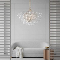 Lustre suspendu en verre ovale à bulles, décoratif pour l'intérieur, chambre à coucher, bar, hôtel, restaurant, maison, LED à intensité variable, style américain