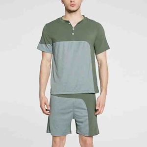 Ensemble décontracté deux pièces homme été : T-shirt et short mi-long en fibre de bambou 100% écologique, personnalisable, délavage acide 3D - Product Image 4