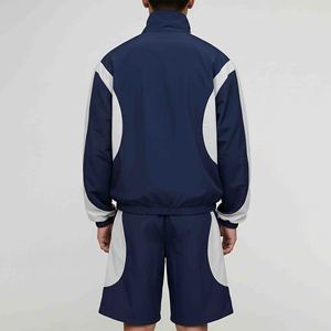 Ensemble de survêtement coupe-vent pour homme, color-block, fermeture éclair, short, coupe régulière, toutes saisons, veste pour activités de plein air - Product Image 2