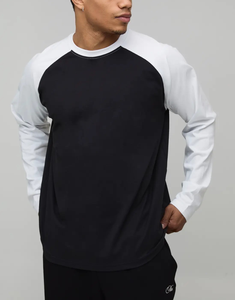 T-shirt à manches longues pour homme de qualité supérieure, coupe ample et ajustée, design OEM personnalisé avec logo de marque, coloris contrastés, 100% coton, 240 GSM - Product Image 3
