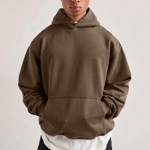 Sweat à capuche oversize pour homme avec cordon de serrage, capuche croisée, épaules tombantes, poche kangourou avant et manches amples - Product Image 2