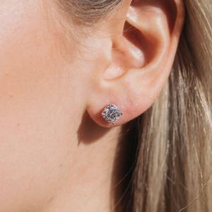 925 <b>Sterling</b> <b>Silver</b> Round Cut Moissanite <b>Stud</b> Earrings VVS1 D Color Diamond Earrings For Women - Product Image 1